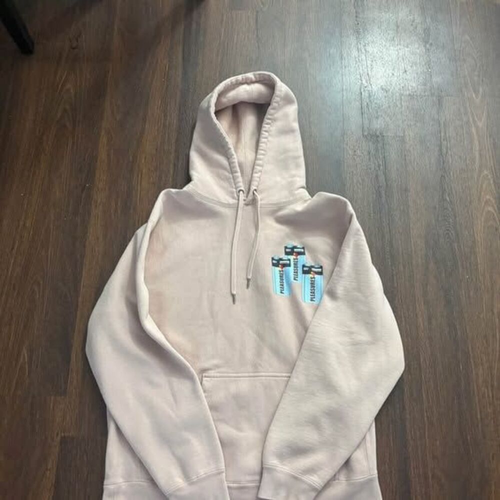 Pleasures Pink Graphic Hoodie Size XL Cotton Blend Kangaroo Pocket